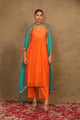 Orange Silk Chanderi Gota Work Kurta Set with Dupatta - Trendy Tokari - Image 1