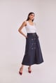 Navy Blue A-Line Midi Skirt Navy Blue color