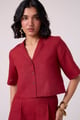 Clyde Linen Cropped Shirt Red color
