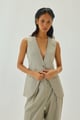 V-Neck Long Waistcoat Grey color