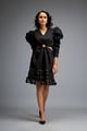 Structured Dress with Applique Hemline Black color