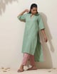 Mint Green Cotton Linen Straight Kurta Pant Set - Truebrowns - Image 1