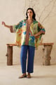 Aangan Flex Cotton Printed Matching Set Multi/Blue color