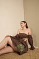 Marigold Dress Dark Brown color