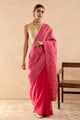 Fuchsia Pink Chanderi Saree with Stripe Pallu Pink color