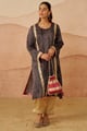 Gharchola Bandhej Phiran Set with Potli Black color