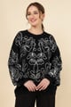 Abstract Embroidered Sweater Black color
