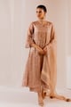 Firduas Striped Kurta Set with Organza Dupatta Beige color