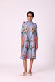 Blue Pleated Floral A-Line Midi Shirt Dress - Scarlet Sage - Image 1