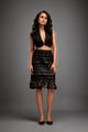 Bold Halter Top with Skirt with Green Metallic Geometric Detailing Black color