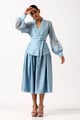 Bloome - Pacific Blue Pleated Midi with Wrap Top Sky Blue color