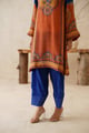 Saanjh Crepe Printed Matching Set Orange/Blue color