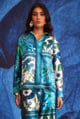 Tropical Print Shirt Teal Multi color