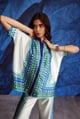 Boxy Border Top White/Blue/Green color