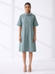 Aqua Cotton Muslin Knee-Length Shift Dress - Basanti Kapde aur Koffee - Image 1
