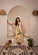 Yellow Floral Halter Tie-Back Midi Dress - BEYOND TARA - Image 1