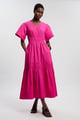 Hot Pink Tiered Maxi Dress with V-Neck - KAREN MILLEN - Image 1