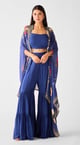 Chinon Cape & Sharara Set Blue color
