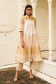 Benares Silk Brocade A-Line Jacket Ivory/Gold color