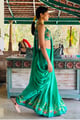 Green Predraped Saree Green color