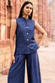 Denim Lace Waistcoat Indigo color