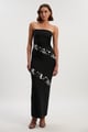 Embellished Figure Form Bandeau Maxi Dress Black color