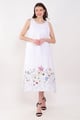 White Multi Color Floral Emb Dress White color