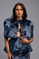 Structured Shimmer Cape Navy Blue color