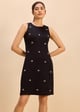Luminous Rhinestone Shift Dress Carbon Black color