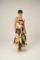 Russet Charm Long Dress Beige/Green color