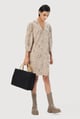 Slim Fit V-Neck Dress Beige color