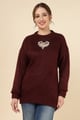 Heart Cut Embellished Sweater Burgundy color