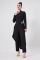 Black Crystal Blazer Tunic & Pant Co-Ord Set Black color