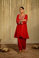 Mehreen - Short Choga with Salwar Deep Red color