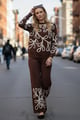 Expresso Embroidered Knit Set Brown color