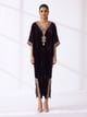 Purple Velvet V-Neck Kaftan with Zari Border - DHARINI - Image 1