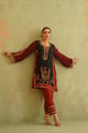 Saba Hand Embroidered Crepe Matching Set Red/Black color