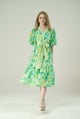 Green Muslin Bird Dress Green color