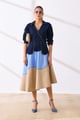 Her Dress Navy & Beige Navy/Blueberry/Ecru color