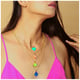 Game of Cards Necklace Pink/Green/Purple color