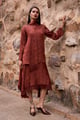 Fringe Scarf Neck Shirt Umber color