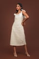 Shoulder Tie Midi Dress Cream color