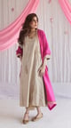 Tannu Kurta in Pearl Beige Chanderi with Pant Beige color