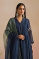 Navy Blue Silk Chanderi Embroidered Kurta Set - Trendy Tokari - Image 1