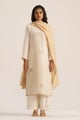 Ivory and Beige Woven Linen Salwar Suit Ivory/Beige color