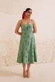 Teal Chanderi Hand Block Floral Dress Teal color