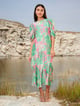 Ariel Midi Dress Green/Pink color