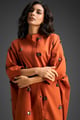 Rust Oversized Shirt Dress with Butterfly Motifs Rust color