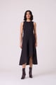 Kira Cotton Panelled Dress Black color