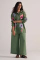 Green Linen Floral Shirt and Wide-Leg Pants Co-ord Set - Ganga Fashions Pvt Ltd - Image 1